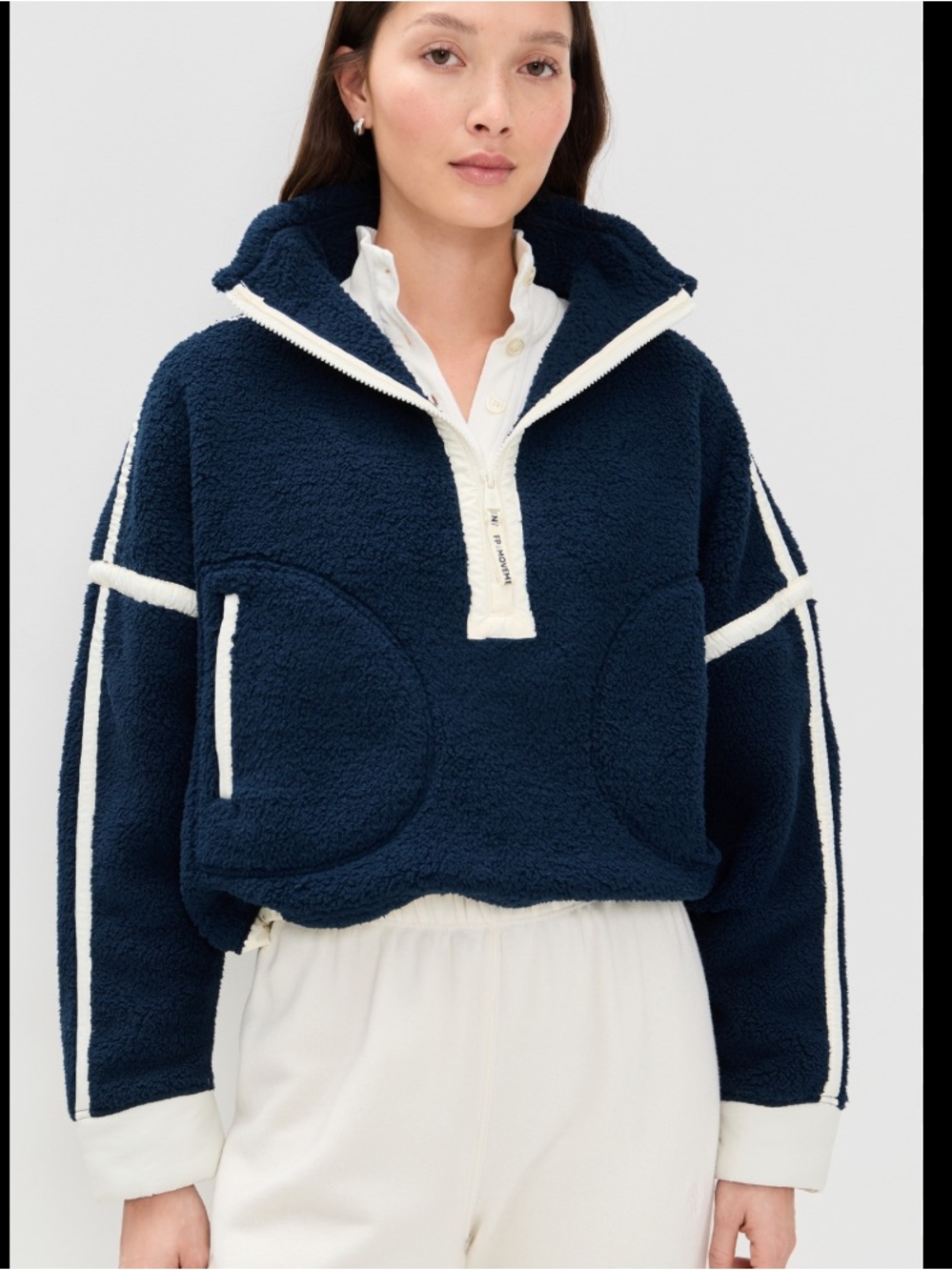 Free People Movement Mountain High 1/2 Zip Fleece Pullover XL NWT Navy